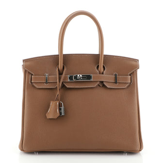 Hermes Birkin Handbag Brown Togo with Palladium Hardware 30 Brown 4576930