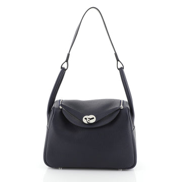 Hermes Lindy Handbag Clemence 26 Blue 4576932