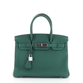 Hermes Birkin Handbag Green Togo with Palladium Hardware 30 Green 4576933