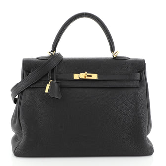 Hermes Kelly Handbag Black Togo with Gold Hardware 35 Black 4576936