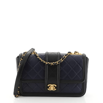 Chanel Elegant CC Flap Bag Quilted Lambskin Medium Blue 457693