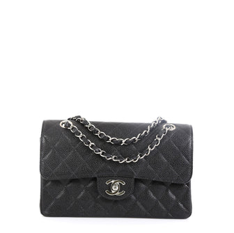 Chanel Vintage Classic Double Flap Bag Quilted Caviar Small Black 4576942
