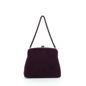Chanel Vintage CC Kisslock Chain Bag Suede Small Purple 4576945