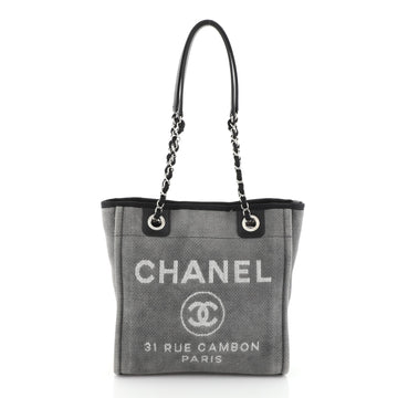 Chanel North South Deauville Tote Canvas Small Gray 4576946