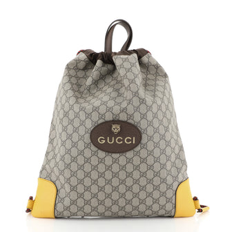 Gucci Animalier Drawstring Backpack GG Coated Canvas Large Brown 4576947