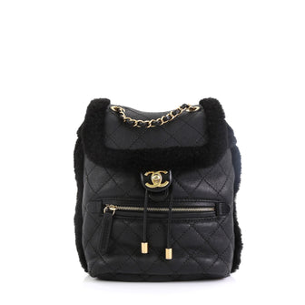 Chanel Paris-Hamburg Flap Backpack Quilted Lambskin and Shearling Black 4576950