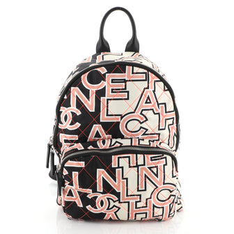 Chanel Logo Backpack Quilted Printed Nylon Medium Pink 4576954