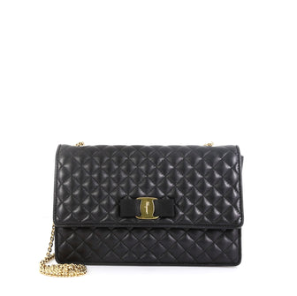 Salvatore Ferragamo Ginny Crossbody Bag Quilted Leather Medium Black 4576958