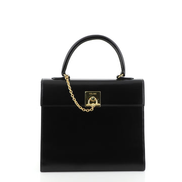 Celine Vintage Logo Top Handle Bag Leather Small Black 4576960