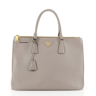 Prada Double Zip Lux Tote Saffiano Leather Large Neutral 4576963