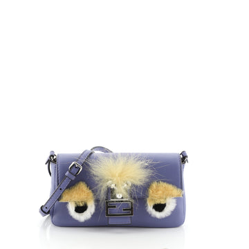 Fendi Monster Baguette Leather and Fur Micro Purple 4576964