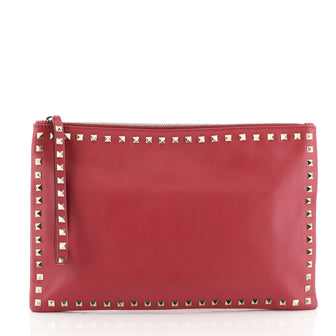 Valentino Rockstud Pouch Leather Large Pink 4576967