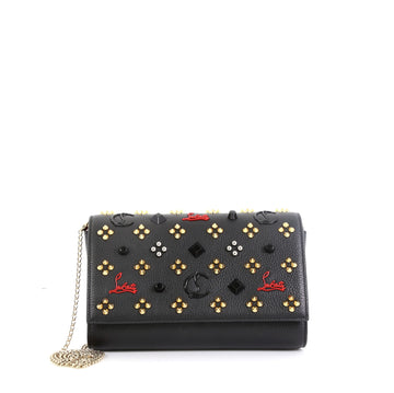 Christian Louboutin Paloma Clutch Embellished Leather Small Black 4576979