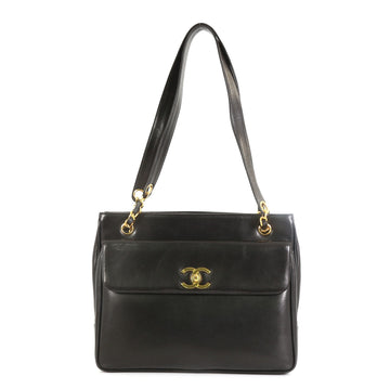 Chanel Vintage Front Pocket Tote Lambskin Medium Black 4576982