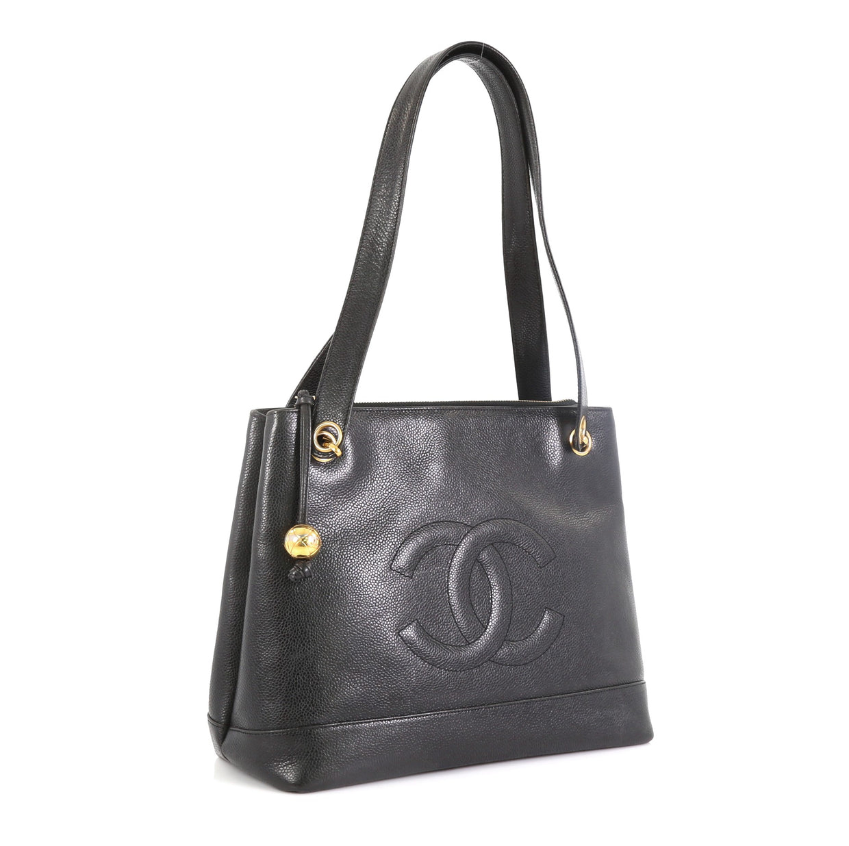 Chanel Vintage Timeless Chain Shoulder Bag Caviar Medium Black 4576983