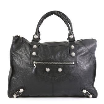 Balenciaga Weekender Giant Studs Bag Leather Black 457698
