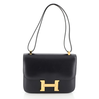 Hermes Constance Handbag Box Calf 24 Blue 457701