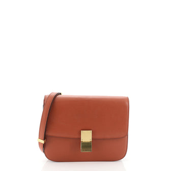 Celine Classic Box Bag Grainy Leather Medium Orange 457751