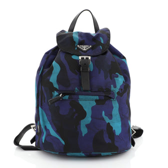 Prada Camouflage Backpack Tessuto Large Blue 457781
