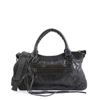 Balenciaga First Classic Studs Bag Leather Black 457794