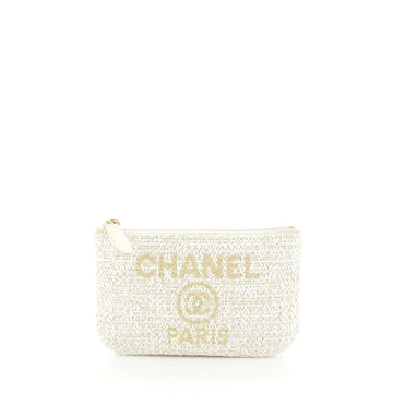 Chanel Deauville Pouch Raffia Mini White 457873
