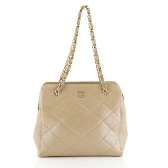 Chanel Vintage CC Chain Tote Quilted Iridescent Caviar Medium Neutral 457874