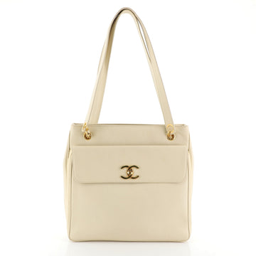 Chanel Vintage Front Pocket Tote Caviar Medium Neutral 457875