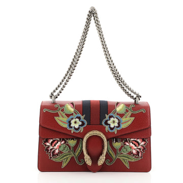 Gucci Web Dionysus Bag Embroidered Leather Small Red 457881