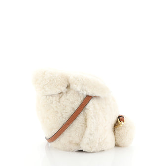 Loewe Rabbit Crossbody Bag Shearling Mini White 457894