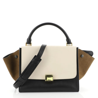 Celine Tricolor Trapeze Handbag Leather Small Black 4580715