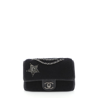 Chanel Paris-Dallas Flap Bag Denim and Shearling Small Blue 458075