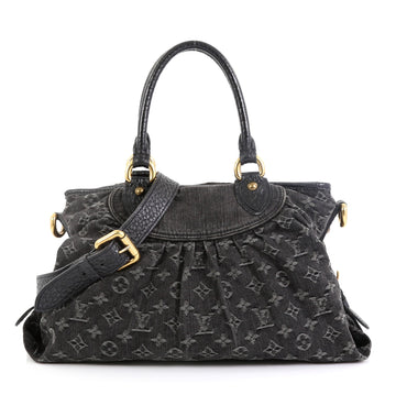 Louis Vuitton Neo Cabby Handbag Denim MM Black 458083