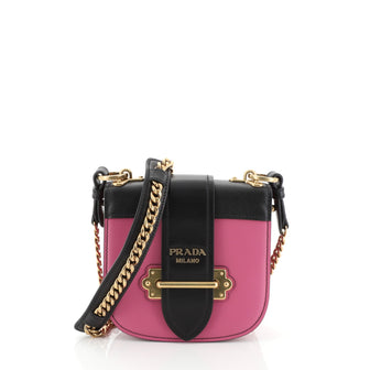 Prada Cahier Crossbody Bag City Calf and Saffiano Leather Small Pink 458087