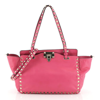 Valentino Rockstud Tote Soft Leather Small Pink 458133