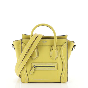 Celine Luggage Handbag Grainy Leather Nano Yellow 458137