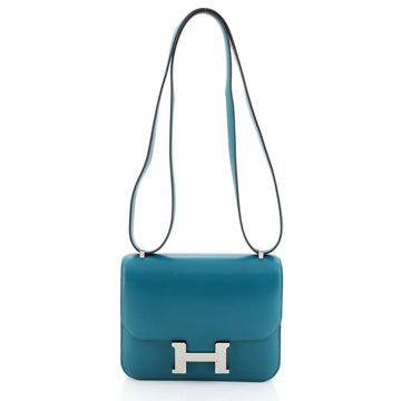 Hermes Constance Handbag Tadelakt 18 Blue 458141