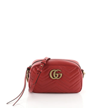 Gucci GG Marmont Shoulder Bag Matelasse Leather Small Red 458191