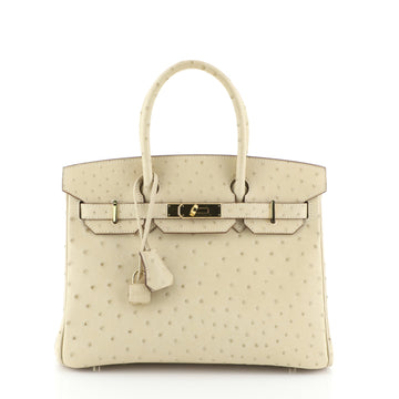 Hermes Birkin Handbag Light Ostrich with Gold Hardware 30 Neutral 458321
