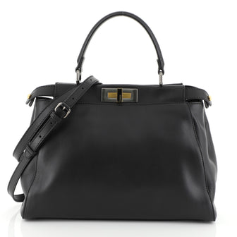 Fendi Peekaboo Bag Rigid Leather Regular Black 458341
