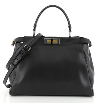 Fendi Peekaboo Bag Rigid Leather Regular Black 458341