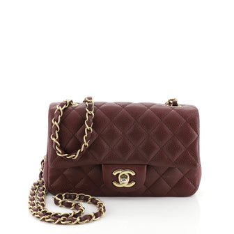 Chanel Classic Single Flap Bag Quilted Caviar Mini Red 458362