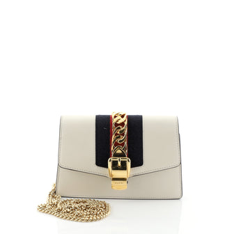 Gucci Sylvie Chain Shoulder Bag Leather Super Mini White 4583801