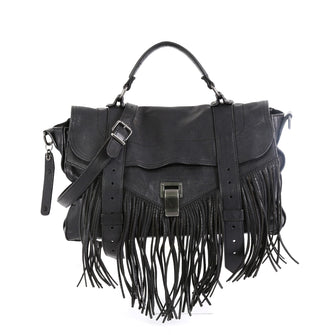 Proenza Schouler PS1 Fringe Handbag Leather Medium Black 458422