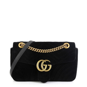 Gucci GG Marmont Flap Bag Matelasse Velvet Small