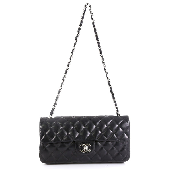 Classic Single Flap Bag Quilted Lambskin East West