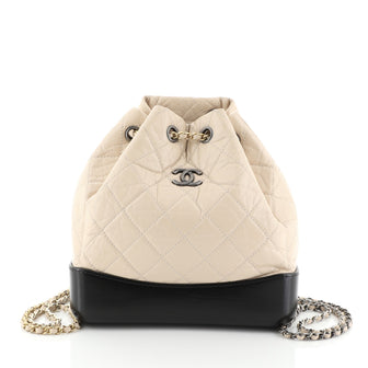 Chanel Gabrielle Backpack Quilted Calfskin Small Neutral 458643
