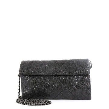 Chain Clutch Quilted Glittered Calfskin