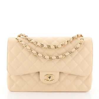 Chanel Classic Double Flap Bag Quilted Caviar Jumbo Neutral 458958