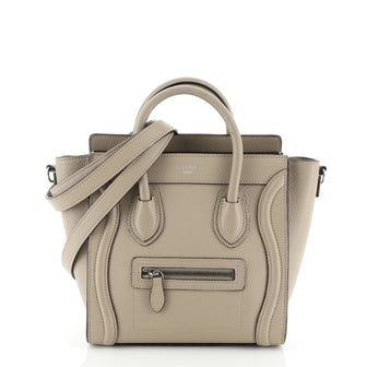 Celine Luggage Handbag Grainy Leather Nano Neutral 458981
