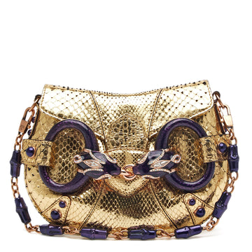 Gucci Crystal Snake Horsebit Metallic Python